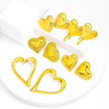 JUSNOVA 18k Gold Plated Stainless Steel Cute Double Heart Earrings Valentine's Day Statement Earrings Smooth Love Earrings