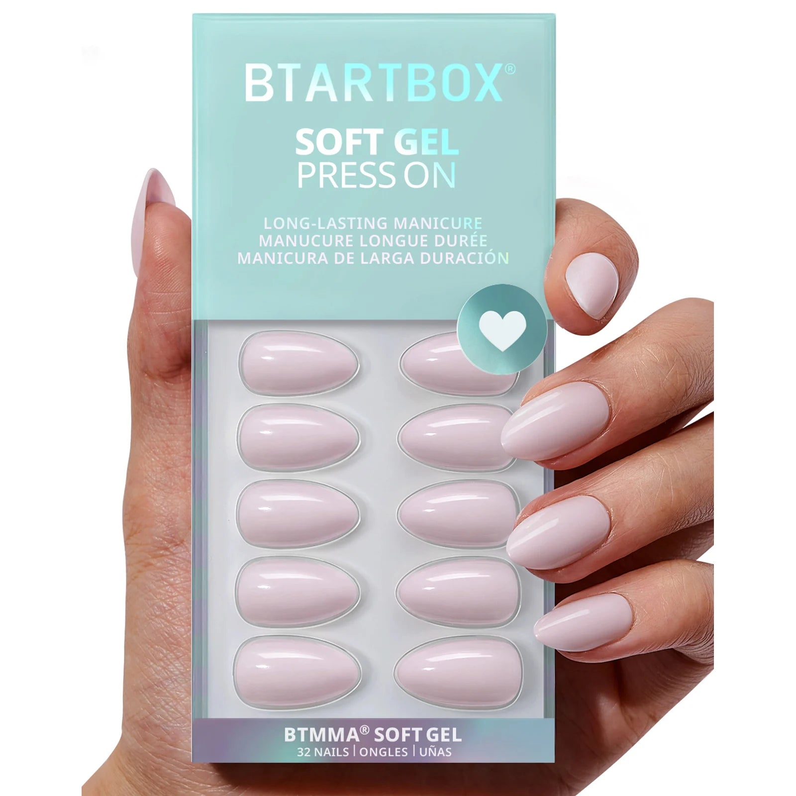 BTArtbox Plain Solid Color Purple Press on Nails Bulk Wholesale Short Almond Soft Gel Hand Made False Fake Nails Tip Press on