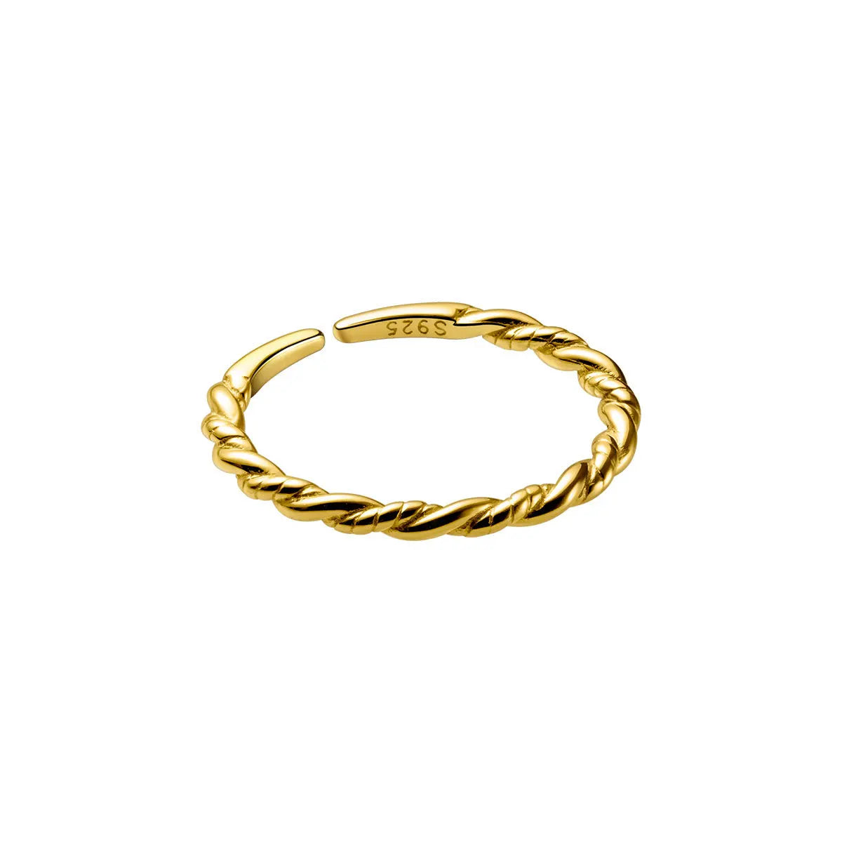 925 Sterling Silver Fashion Jewelry Rings Plain Twist Twisted Open Ring Gold Plated Engagement Rings for Women