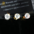 Wholesale 925 Silver 18K Gold Plated Moissanite Push Back Stud Earrings Women 5mm 6.5mm 8mm Diamond Sizes GRA Certificate Sold