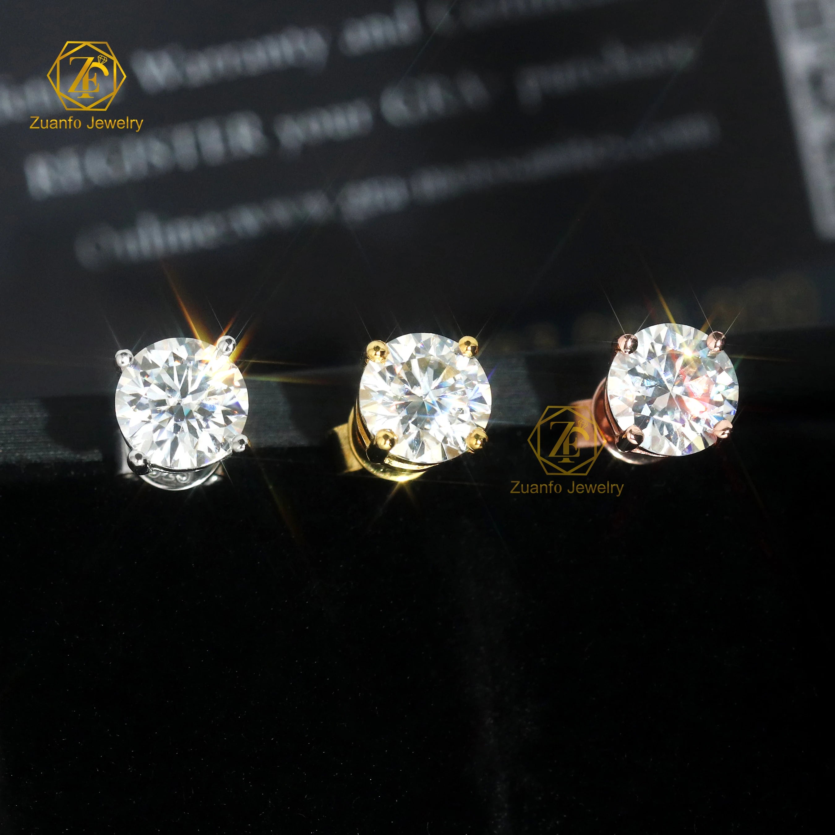 Wholesale 925 Silver 18K Gold Plated Moissanite Push Back Stud Earrings Women 5mm 6.5mm 8mm Diamond Sizes GRA Certificate Sold