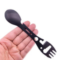 5 in 1 Multi-functional Stainless Steel Outdoor Camping Survival EDC Tool Fork Knife Spoon Bottle/Can Opener Eating Tools