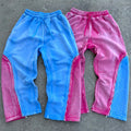 YSJY Manufacturers Streetwear Custom 100% Cotton French Terry Zip up Rhinestone Acid Wash Baggy Men Sweatpants