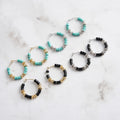 RINNTIN GME43 Bohemian Handmade Natural Stone Turquoise Gold Plated 925 Sterling Silver Hoop Earrings Jewelry for Women