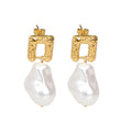 2023 New Model 18K Gold Plated Stainless Steel Jewelry Dangle Drop Baroque Freshwater Hoop Pearl Earrings