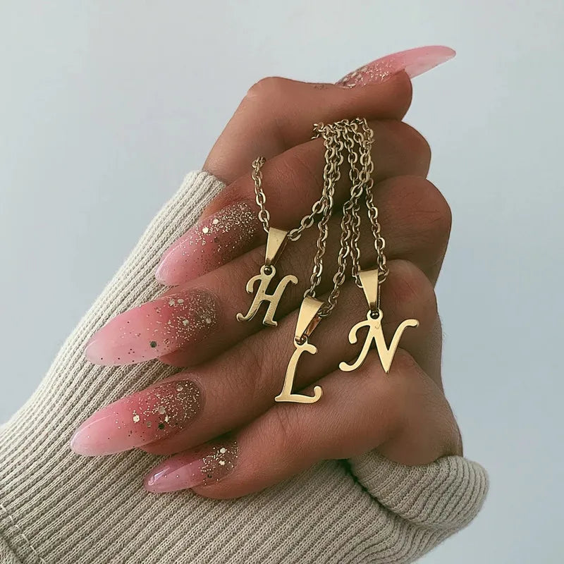 Wholesale 26 Letters A-Z Necklace Stainless Steel Initial Necklace for Women