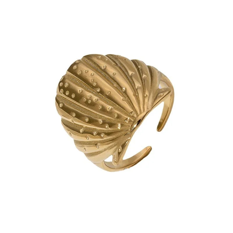 Beimai Fashion Jewelry Rings Waterproof Shell-shaped Stainless Steel Open Ring for Women