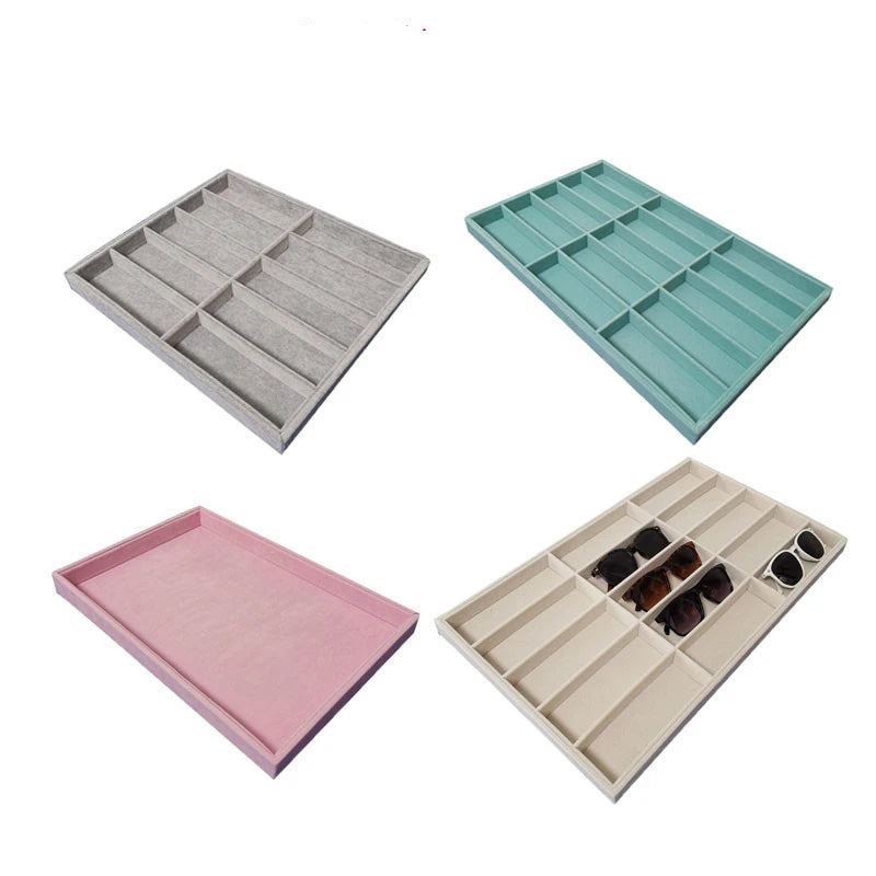 Shopping Mall Flannelette Wood 10/15 Pairs Glasses Display Tray Sunglasses Counter Display