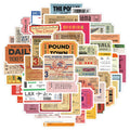 50Pcs Air Ticket Retro Washi Sticker for Girl Student Notebook Diy Decor Waterproof Vinyl Paper Decal Label Stickers