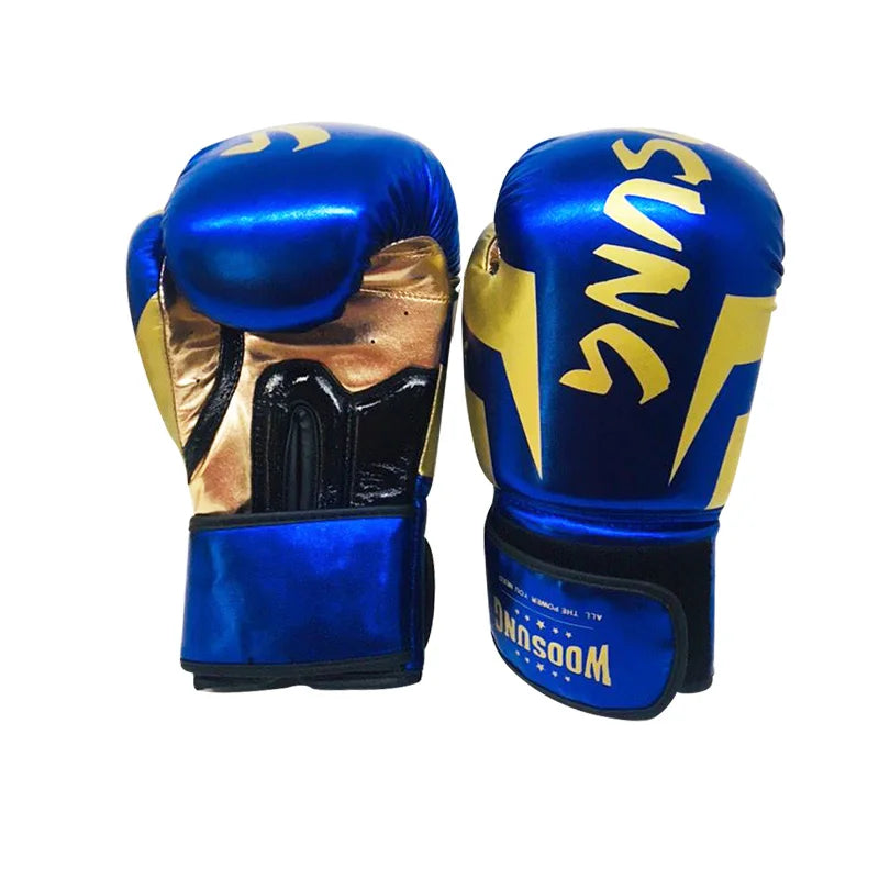 Sample Free Shipping  Factory Price Blue Pearl Embroidery Pu Boxing Durable Personalised and Comfortable Gloves