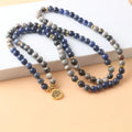 New 108 Beads Mala Prayer Necklace Sapphire Natural Stone Necklace Healing Grounding Meditation Spiritual Protection Necklace