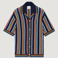 Custom Design Logo Summer Beach Mesh Top Knitted Short Sleeve Knitwear  Mesh T-Shirt Crochet Striped Shirts