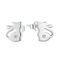 New Style Lovely Cat Shaped 100% Real 925 Sterling Silver Stud Earrings S925 Silver Fine Jewelry for Women Party Gift