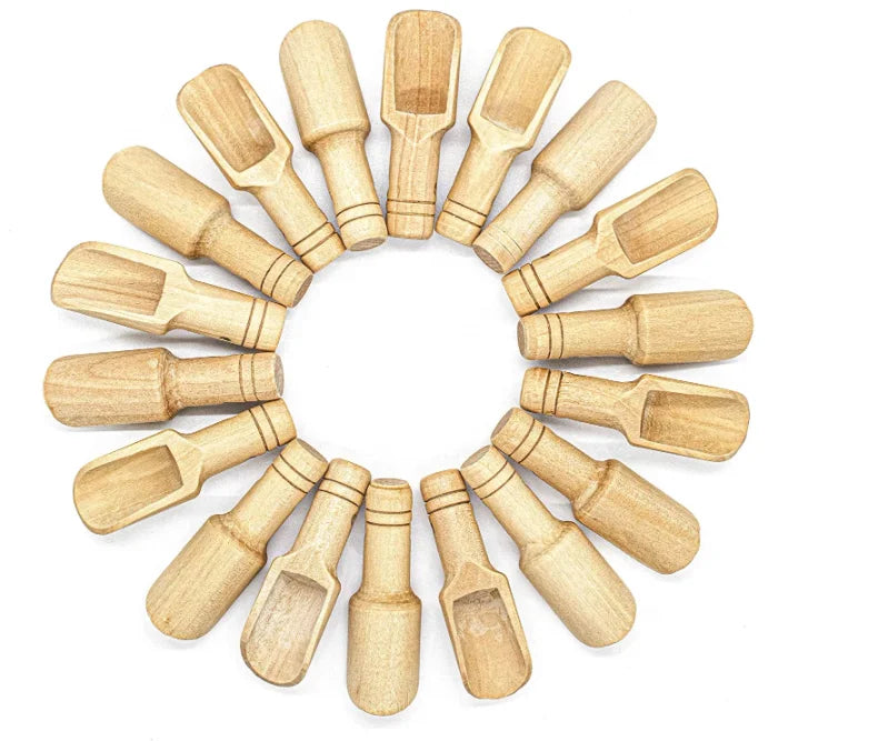 2021 New Hot Sell Mini Flat Bamboo Wooden Scoops Small Short for Bath Salts & Kitchen Coffee Perfect As Gift