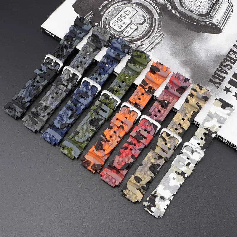 Yunse Rubber Watch Band for Casi0 Casual Style Watch Strap Silicone Watch Bands Waterproof Camouflage Wristbands 25mm