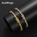 BB128 Women Bling Bling Tennis Bracelet Oval Yellow CZ Chain Bracelets Hip Hop Jewelry