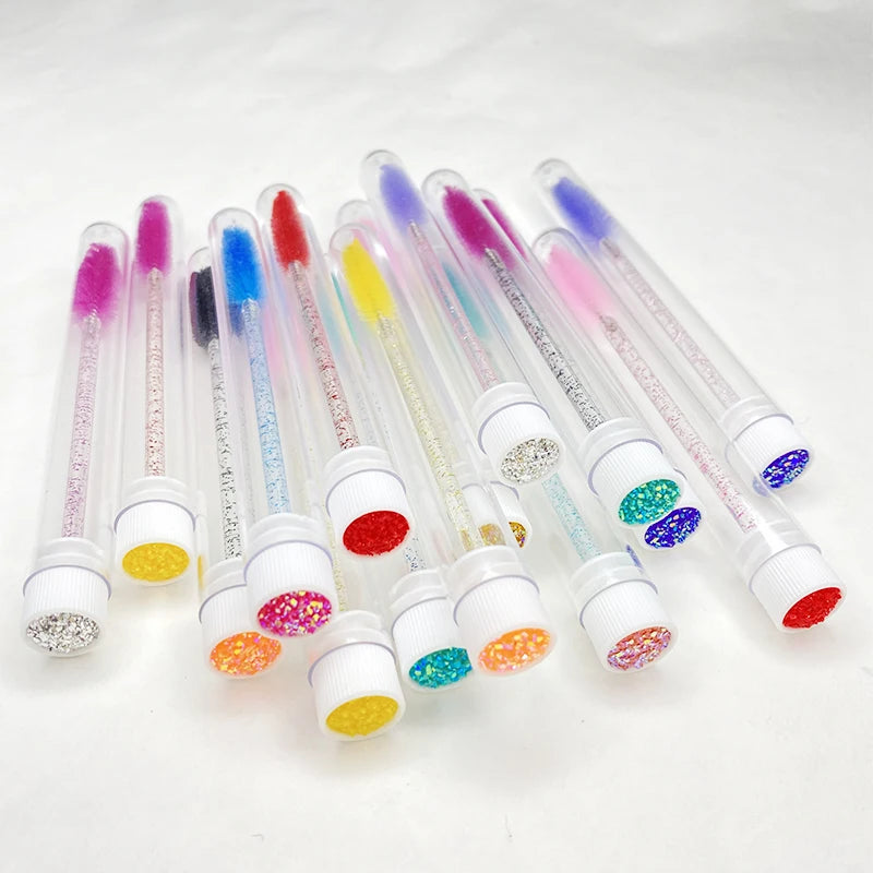 Stylish Disposable Spoolies for Eye Mascaras Cleaning Eyelash Brush Wand Tube with Custom Logo Portable Nylon Plastic Material