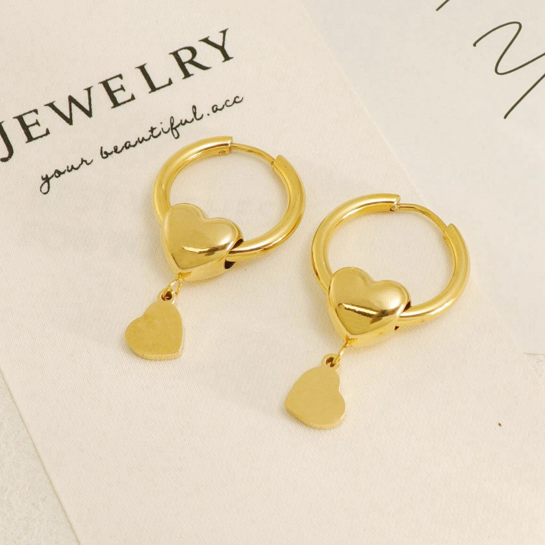Rose Gold Plated Stainless Steel Girl Zircon Diamond Love Heart Earrings Jewelry Polymer Dubai Earrings