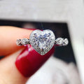 CAOSHI Sweet Jewelry Heart Gemstone Filled Zircon Romantic Rings Hollow Loverly Girls Silver Heart Wedding Ring