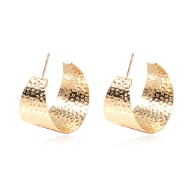 Popular Fashion Earring 18k Gold-plated C-shaped Earrings Personality Honeycomb Punk Party Alloy Hoop Earrings for Women