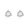 Lanphear 18K Rose Gold Stud Earrings with Round Cut Lab-Grown Diamond Classic Unisex Anniversary Party Gift Diamond Earrings