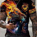 Custom Hip Hop Men's T-Shirt 3D Lion Print Digital Printing Breathable Anti-Pilling Summer Oversized Short Sleeve 100% Polyester