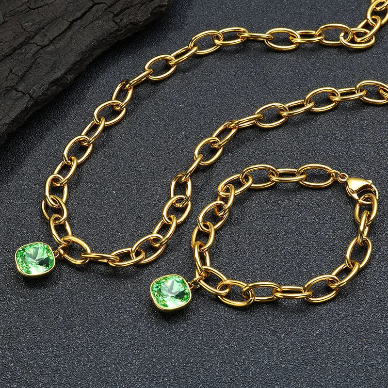 VEROMCA Wholesale Custom Jewelry  Women's Stainless Steel Jewelry Set Bracelet Fashion Chain Link Bracelets