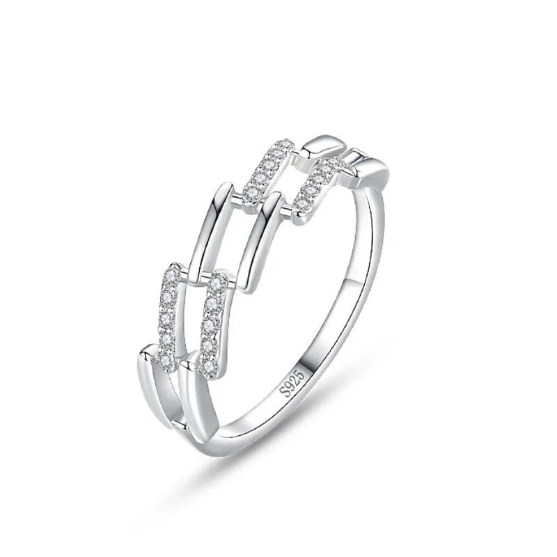 Hot Selling Women's Wedding Rings Silver 925 Simple Ins Style Fashionable Zircon Ring Accessories