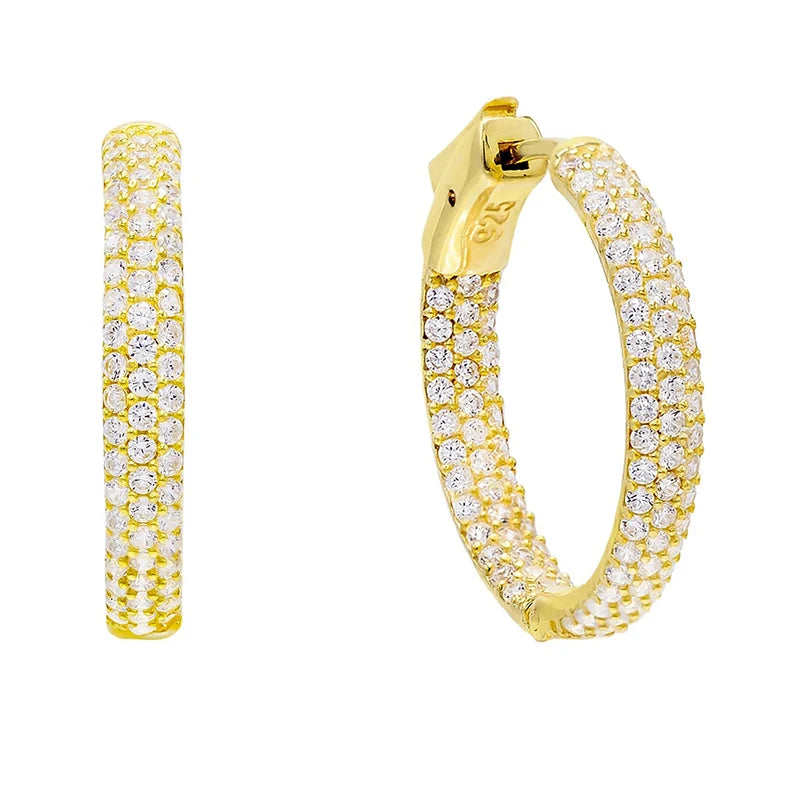 Gemnel Luxury Micros Pave Diamond 925 Silver 18k Gold Large Hoop Wedding Rhinestone Earrings 2022
