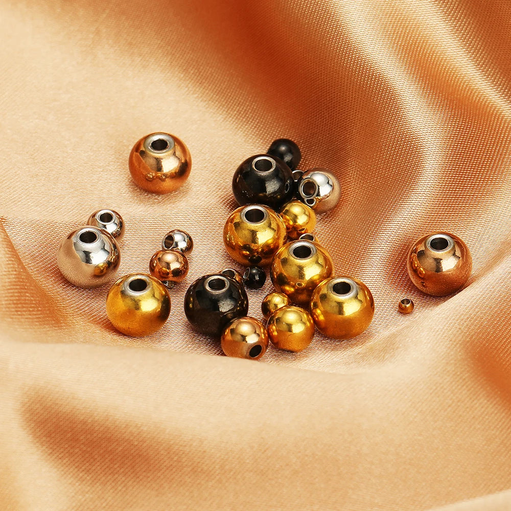 Stainless Steel Beads 18K Gold Plated Spacer Beads Charms Necklace Bracelet Jewelry Accessories for Jewelry Making