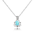 Luminous Glowing Moon Lotus Flower Shaped Pendant Necklace for Women Yoga Prayer Buddhism Jewelry