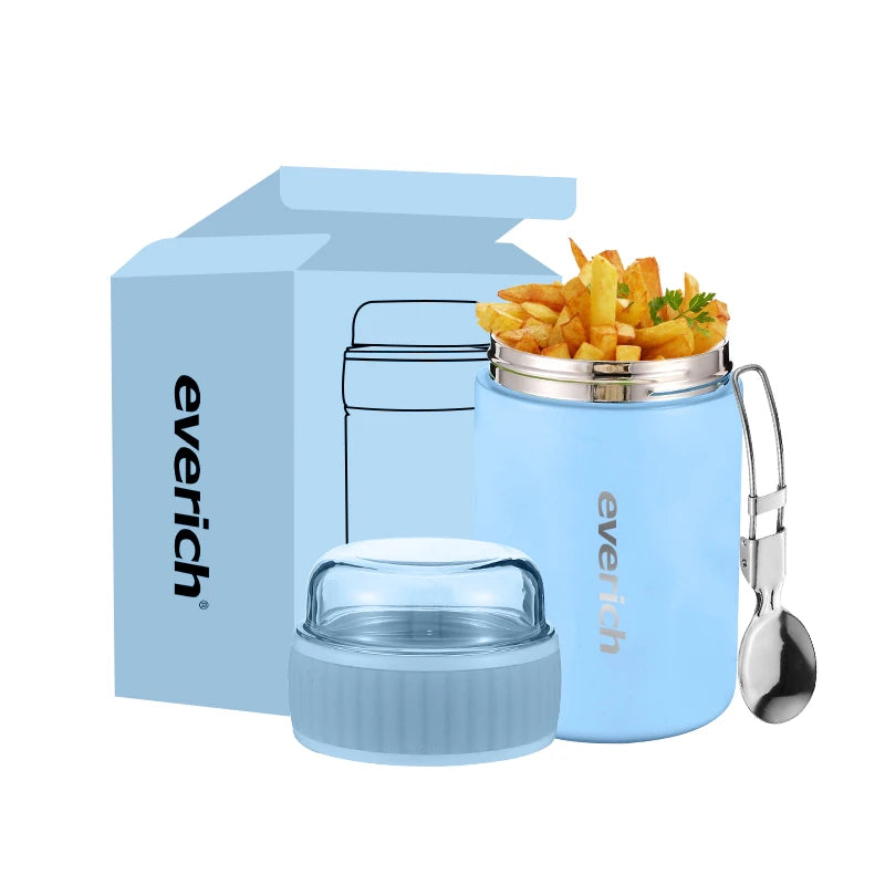 Everich 250ml/350ml/355ml 18/8 Stainless Steel Food Jar With a Snakes Container Double Wall Stainless Steel Student Lunch Box