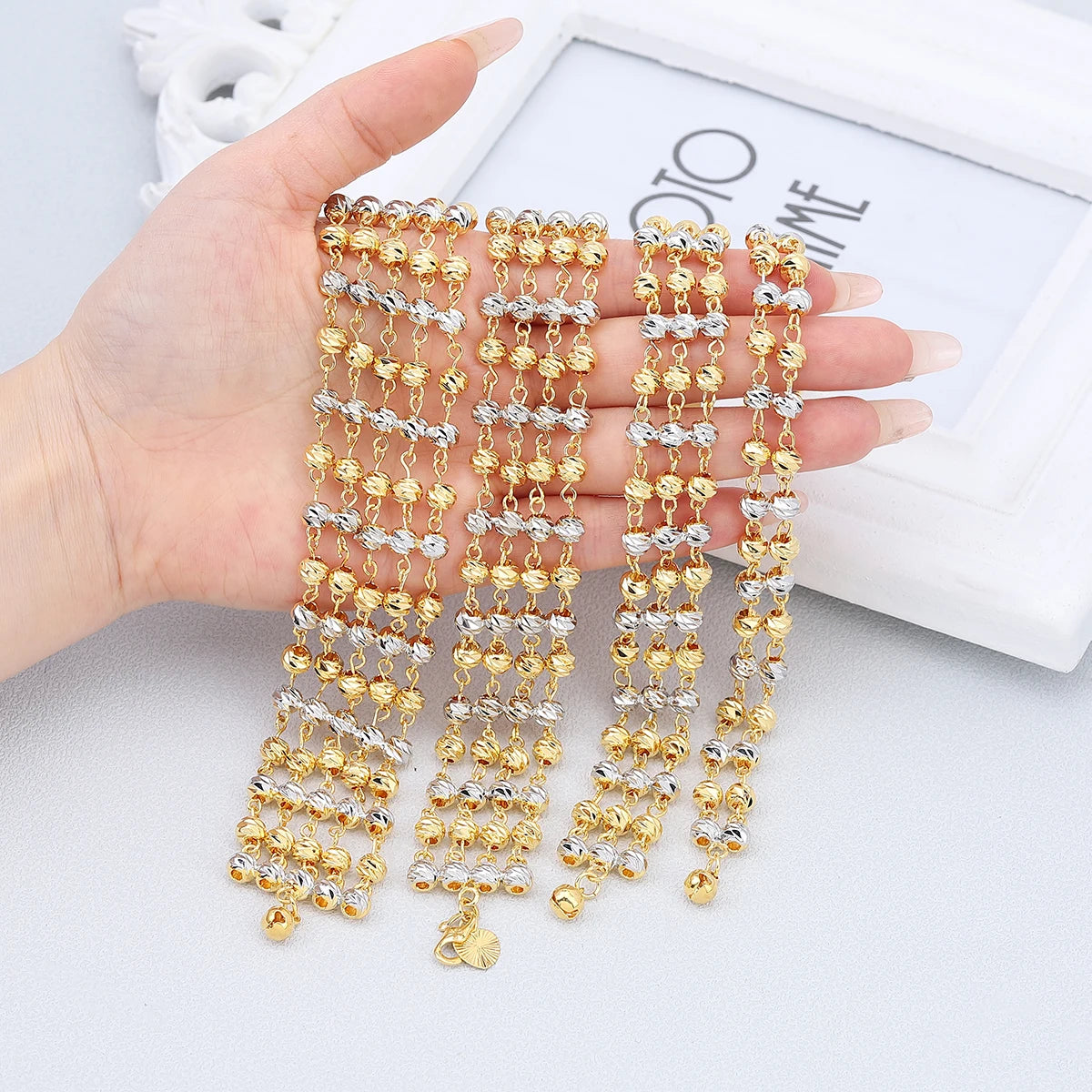 Jxx Fashion Design Women Brass Multilayer Beaded Style Bracelet Personalized Gold Plated Beaded Bracelet