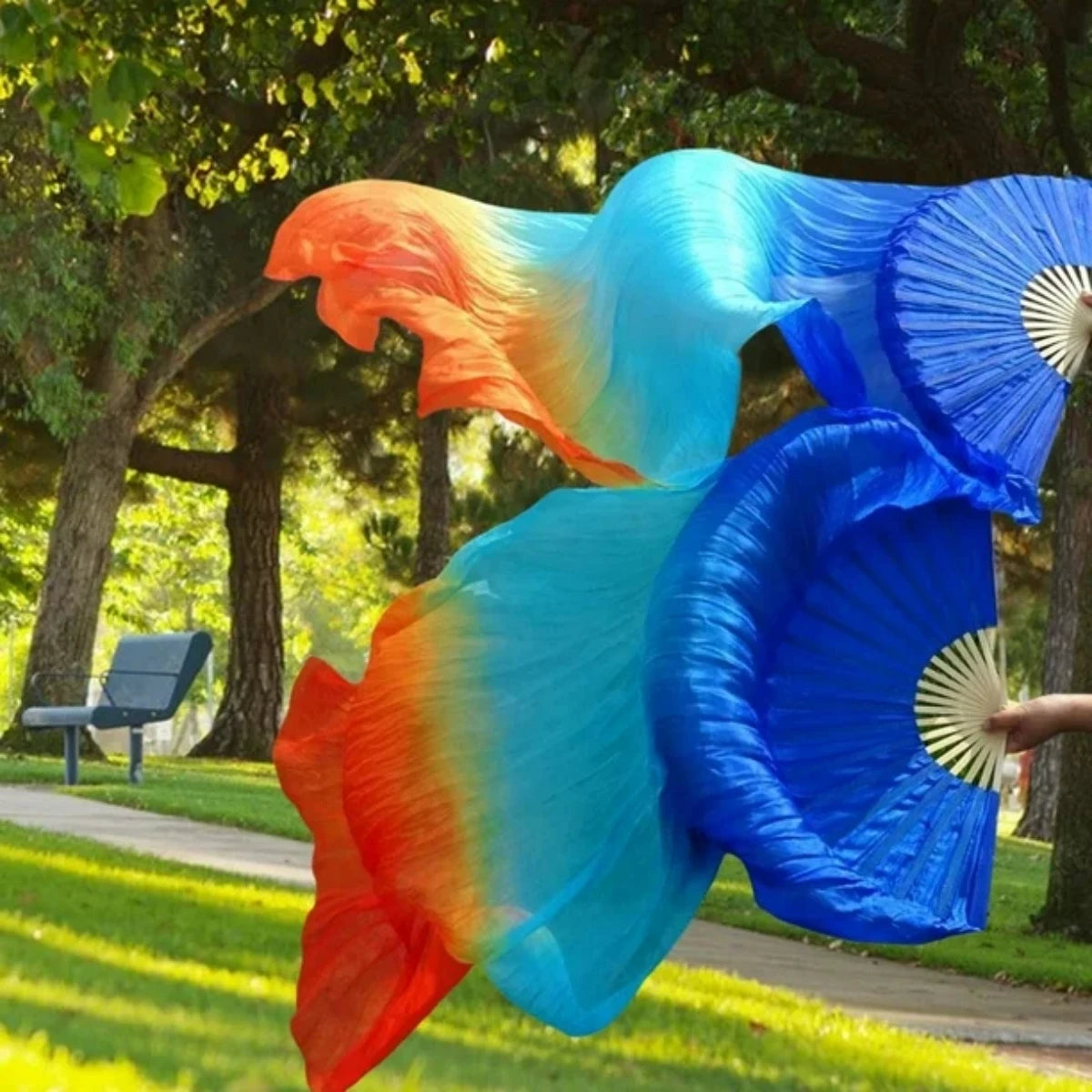 Chinese Silk Fans Veils Handmade Belly Dance Bamboo Fans Performance Prop