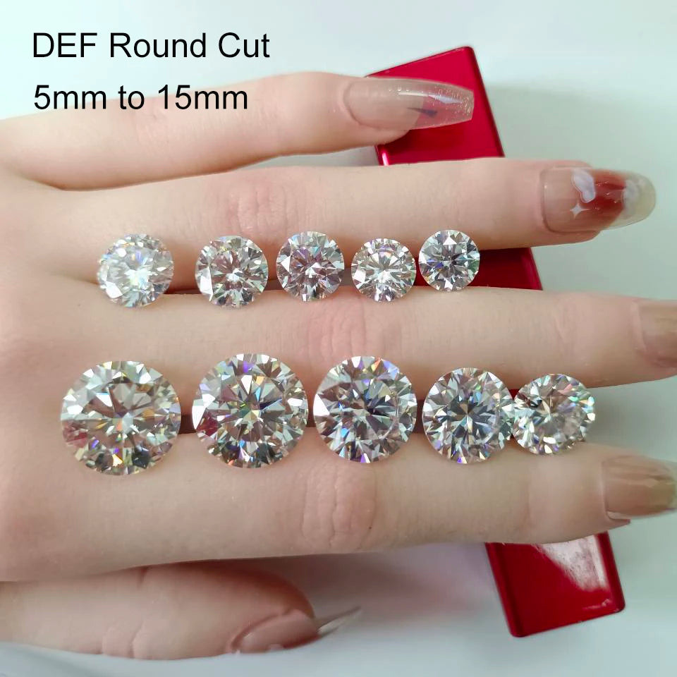 Starsgem 5mm-15mm Round Mossanite DEF Pure White Synthetic Diamond Wholesale Price Moissanite