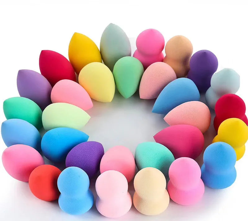 Custom Logo Color Gradient Cute Design Beauty Sponge Set Egg Makeup Blender Washable Portable Powder Puff for Foundation