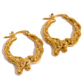 JINYOU 2146 Waterproof Gold Jewelry Women Stylish Stainless Steel Metal Texture Statement Magma Style Statement Earrings 2025