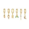 Hot New Cartoon Princess Zircon Earrings 18K Gold Plated Brass Earrings Fashion Jewelry Geometric Earrings for Women