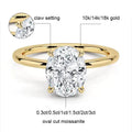 Starsgem 10K 14K Gold Moissanite Ring 2ct Oval Cut DE VVS Moissanite Stone Ring Yellow Rose Yellow Gold Moissanite Ring