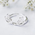 925 Pure Silver Opening Ring Deer Horn Plain Silver Ring South Korea Pure Silver Ornaments Wholesale
