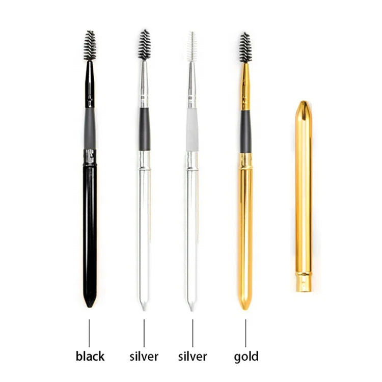 FYD Retractable Micro Mascara Applicator Extension Spoolie Cleaning Eyelash Brush with Cover Opp Bag Synthetic Hair