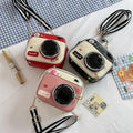 New Creative Funny Personality Camera Small Satchel Cute Contrasting Small Woven Purses Handbags Leather Hand Bags