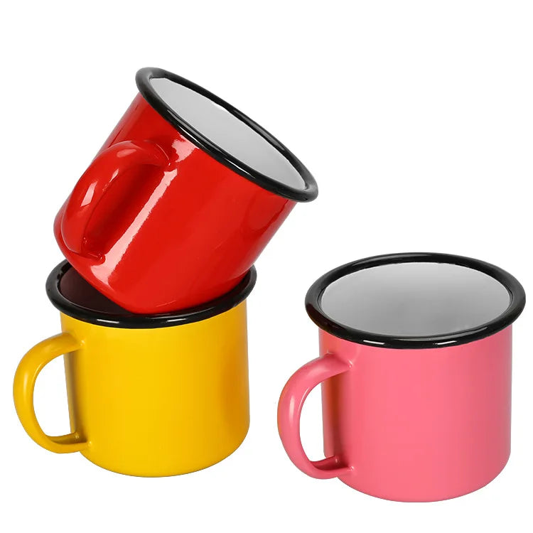 Top Sale 360ml Custom logo Print Metal Camping Enamel Mug