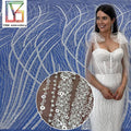 Luxury White Bridal Tulle Beads Sequins Lace Wedding Beaded Fabrics for European Style Dress