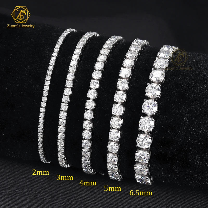 Hot Selling Man Jewelry GRA Certificates 2mm 5mm 6mm Stone VVS Moissanite Diamond Tennis Bracelets for Gift