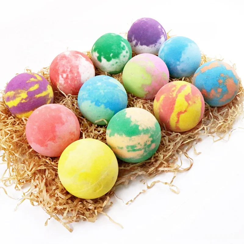 100% Natural Ingredients Ball Shape Colorful Bath Bombs Women Gift Set 12 Pcs Rose/Mint/Chamomile/Orange for Home & Salon Use
