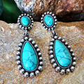 Boho Design Statement Waterdrop Turquoise Earrings Flower Round Turquoise Bead Earring Kupeler for Women