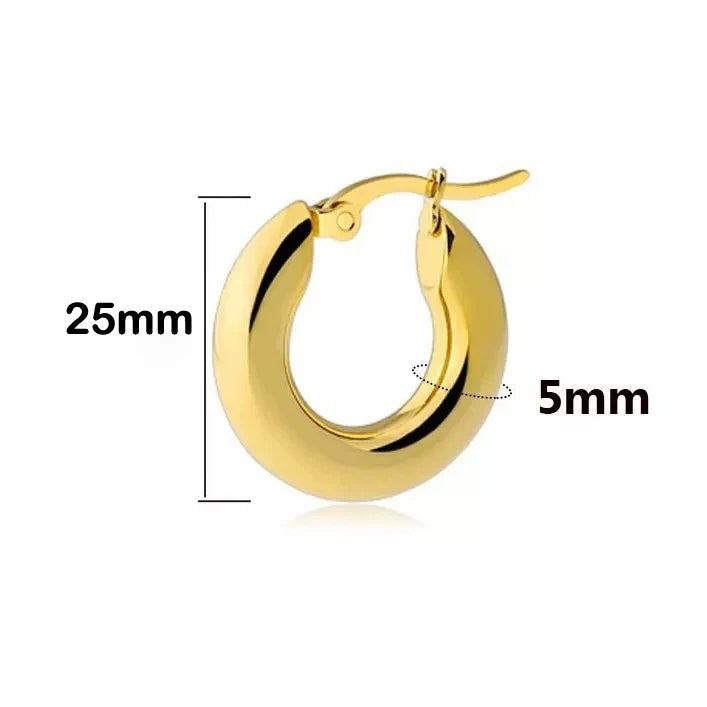 Exaggerated Thick Stainless Steel Round Thickened Earrings Titanium Steel Smooth Circle Solid Thick Earrings Trendy Jewelry
