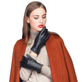 BPU04 Fashion Simple Wholesale Black PU Leather Outdoor Driving Winter Warm Women Leather Gloves