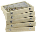 Wholesale Linen Jewelry Container Storage Box for Necklace Ring Pendant Earrings Bracelet Display Props